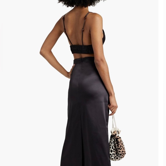 GANNI Bead-embellished shirred satin bra top - Picture 3 of 8